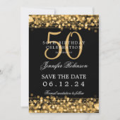 Invitation Gold 50th Birthday Enregistrer la date avec les dé (Devant)