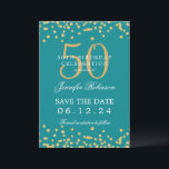 Invitation Gold 50th Birthday Enregistrer la date Confetti Tu<br><div class="desc">Elégant design "50th Birthday Party" avec faux confetti de parties scintillant et texte de détails. Facile à utiliser et facile à personnaliser. Commandez aujourd'hui !</div>