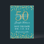 Invitation Gold 50th Birthday Enregistrer la date Confetti Tu<br><div class="desc">Elégant design "50th Birthday Party" avec faux confetti de parties scintillant et texte de détails. Facile à utiliser et facile à personnaliser. Commandez aujourd'hui !</div>