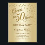 Invitation Gold 50th Birthday Party<br><div class="desc">Invitation de fête du 50e anniversaire Design élégant avec effet or et feuille d'or en fausse parties scintillant. Bonjour à 50 ans !</div>