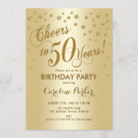 Invitation Gold 50th Birthday Party<br><div class="desc">Invitation de fête du 50e anniversaire Design élégant avec effet or et feuille d'or en fausse parties scintillant. Bonjour à 50 ans !</div>