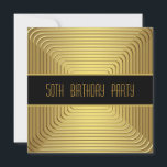 Invitation Gold 50th Birthday Party<br><div class="desc">Elégant or sur des lignes contemporaines dorées modernes avec l'or noir centre de garniture groupe classe homme ou femme de cinquantième anniversaire invitation à la fête.</div>