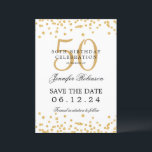 Invitation Gold 50th Birthday Party Enregistrer la date Confe<br><div class="desc">Elégant design "50th Birthday Party" avec faux confetti de parties scintillant et texte de détails. Facile à utiliser et facile à personnaliser. Commandez aujourd'hui !</div>