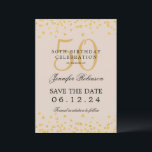 Invitation Gold 50th Birthday Save Date Confetti Champagne<br><div class="desc">Elégant design "50th Birthday Party" avec faux confetti de parties scintillant et texte de détails. Facile à utiliser et facile à personnaliser. Commandez aujourd'hui !</div>
