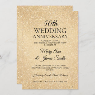 Invitation Gold 50th Mariage Anniversaire Parties scintillant