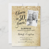 Invitation Gold 50th Surprise Mariage Anniversaire photo (Devant)