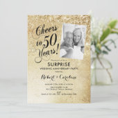 Invitation Gold 50th Surprise Mariage Anniversaire photo (Debout devant)