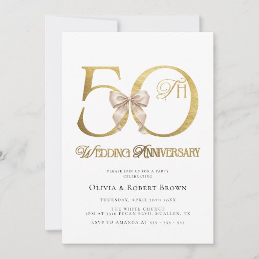 Invitation Gold 50th Wedding Anniversary (Devant)