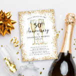 Invitation Gold 50th Wedding Anniversary<br><div class="desc">Cette invitation du 50ème anniversaire de Mariage est parfaite pour tout couple marié qui cherche à trinquer ensemble à un fabuleux doré 50 ans ! Le design comprend une paire de belles verres remplis de champagne d'aquarelle, une bordure en parties scintillant dorée et une élégante typographie manuscrite. Mettez facilement à...</div>