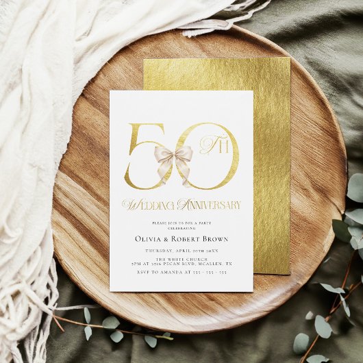 Invitation Gold 50th Wedding Anniversary