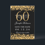 Invitation Gold 60th Birthday Enregistrer la date avec les dé<br><div class="desc">Elégant design "60th Birthday Party" avec Gold String Lights et nom personnalisé et détails texte. Facile à utiliser et facile à personnaliser. Commandez aujourd'hui !</div>