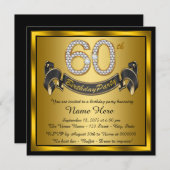 Invitation Gold 60th Birthday Party (Devant / Derrière)