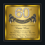 Invitation Gold 60th Birthday Party<br><div class="desc">60e anniversaire invitation de fête avec numéros de diamant or et bannière sur un arrière - plan noir et or. Cette belle invitation de fête de 60ème anniversaire en noir et or est facilement customisée pour votre événement. Vous pouvez modifier la couleur de l'arrière - plan. Ce design frappant fonctionne...</div>