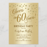 Invitation Gold 60th Birthday Party<br><div class="desc">60th Birthday Party Invitation Design élégant avec effet or et feuille d'or en fausse parties scintillant. Salutations à 60 ans !</div>