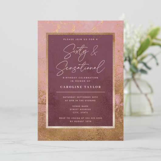 Invitation Gold 60th Birthday Party (Debout devant)