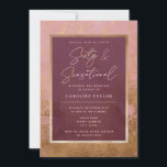 Invitation Gold 60th Birthday Party<br><div class="desc">C'est une invitation simple et chic rose rose et or métal 60 et Sensational Birthday Party. Le design est composé d'un élégant arrière - plan rose en or, avec un panneau clair de bordeaux complémentaire et de belle calligraphie manuscrite. Customisez tous les éléments de texte et de conception à vos...</div>