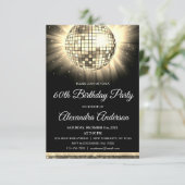 Invitation Gold 60th Birthday Party 70's Disco Ball (Debout devant)