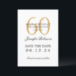 Invitation Gold 60th Birthday Party Date de sauvegarde avec d<br><div class="desc">Design élégant "60th Birthday Party" avec un script de typographie formel,  nom personnalisé et texte de détails. Facile à utiliser et facile à personnaliser. Commandez aujourd'hui !</div>