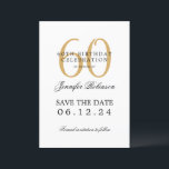 Invitation Gold 60th Birthday Party Date de sauvegarde avec d<br><div class="desc">Design élégant "60th Birthday Party" avec un script de typographie formel,  nom personnalisé et texte de détails. Facile à utiliser et facile à personnaliser. Commandez aujourd'hui !</div>