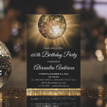 Invitation Gold 60th Birthday Party Gold Disco Ball<br><div class="desc">Gold Soixantième Anniversaire Gold Disco Ball Party Invitation. L'invitation Gold and Black 60th Birthday Party est parfaite pour une fête d'anniversaire moderne de 60th.</div>