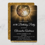 Invitation Gold 60th Birthday Party Gold Disco Ball<br><div class="desc">Gold Soixantième Anniversaire Gold Disco Ball Party Invitation. L'invitation Gold and Black 60th Birthday Party est parfaite pour une fête d'anniversaire moderne de 60th.</div>