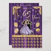 Invitation Gold 65th Birthday with Dancing Couples (Devant / Derrière)