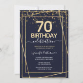 Invitation Gold 70e fête d'anniversaire Blue Gold (Devant)