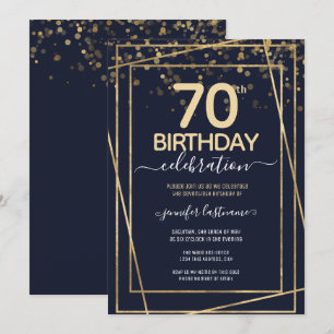 Invitation Gold 70e fête d'anniversaire Blue Gold