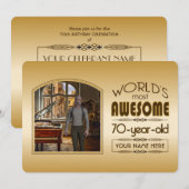 Invitation Gold 70th Birthday Meilleur cadre photo personnali (Devant / Derrière)