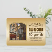 Invitation Gold 70th Birthday Meilleur cadre photo personnali (Debout devant)