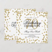 Invitation Gold 70th Birthday Parties scintillant Confetti (Devant / Derrière)