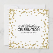 Invitation Gold 70th Birthday Parties scintillant Confetti (Dos)