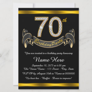 Invitation Gold 70th Birthday Party