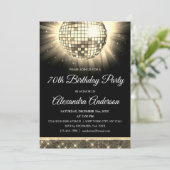 Invitation Gold 70th Birthday Party 70's Disco Ball (Debout devant)