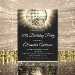 Invitation Gold 70th Birthday Party 70's Disco Ball<br><div class="desc">Célébrez dans un style éclatant avec notre Gold 70th Birthday Party 70's Disco Ball Invitation! Cette invitation éblouissante ouvre la voie à un bain rétro qui sera inoubliable. Dans une teinte dorée rayonnante, cette invitation exhale le raffinement et le plaisir. Le graphisme de la boule disco vous ramène à l'époque...</div>