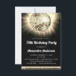 Invitation Gold 70th Birthday Party 70's Disco Ball<br><div class="desc">Célébrez dans un style éclatant avec notre Gold 70th Birthday Party 70's Disco Ball Invitation! Cette invitation éblouissante ouvre la voie à un bain rétro qui sera inoubliable. Dans une teinte dorée rayonnante, cette invitation exhale le raffinement et le plaisir. Le graphisme de la boule disco vous ramène à l'époque...</div>