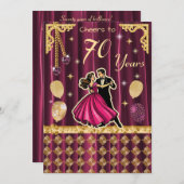 Invitation Gold 70th Birthday with Dancing Couples (Devant / Derrière)