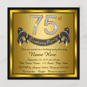 Invitation Gold 75th Birthday Party