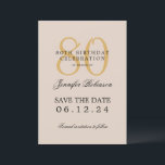 Invitation Gold 80th Birthday Enregistrer la date Détails Cha<br><div class="desc">Design élégant "80th Birthday Party" avec un script de typographie formel,  nom personnalisé et texte de détails. Facile à utiliser et facile à personnaliser. Commandez aujourd'hui !</div>