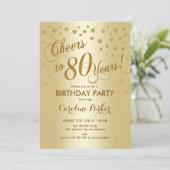 Invitation Gold 80th Birthday Party (Debout devant)