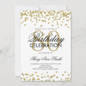 Invitation Gold 80th Birthday Party Parties scintillant Confe (Devant)