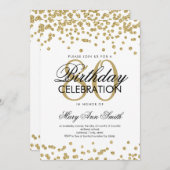 Invitation Gold 80th Birthday Party Parties scintillant Confe (Devant / Derrière)