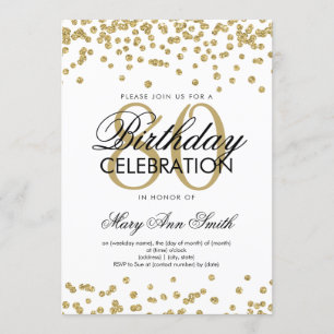 Invitation Gold 80th Birthday Party Parties scintillant Confe