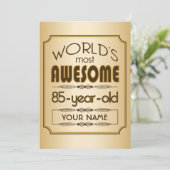 Invitation Gold 85th Birthday Celebration World Best Fabulous (Debout devant)