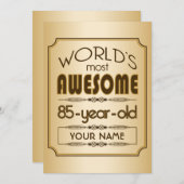 Invitation Gold 85th Birthday Celebration World Best Fabulous (Devant / Derrière)