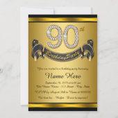 Invitation Gold 90th Birthday Party (Devant)