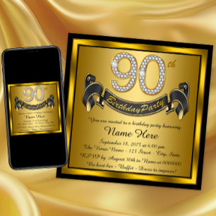 Invitation Gold 90th Birthday Party