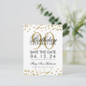 Invitation Gold 90th Birthday Save Date Confetti (Debout devant)