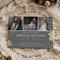 Gold Abstrait photo Collage Sweet 16 Anniversaire