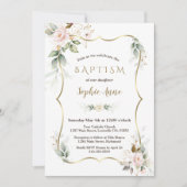 Invitation Gold Airy Greenery Blush Rose Gold Floral Baptism (Devant)